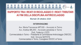 Rapporto tra i reati di riciclaggio e i reati tributari ai fini della disciplina antiriciclaggio [upl. by Rome]