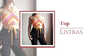 Top Cropped Listras em Crochê [upl. by Denbrook]