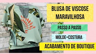 🔝Blusa de viscose passo a passo molde mais costura para iniciantes passoapasso [upl. by Hilly145]