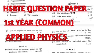 HSBTE Applied Physics question paper  haryana Polytechnic old question papers [upl. by Lias]