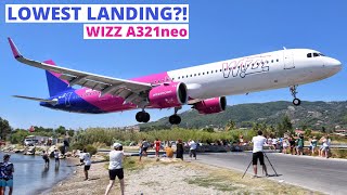 NEW LOWEST LANDING Wizzair Airbus A321neo Landing at Skiathos Airport  JSI Plane Spotting 4K [upl. by Harewood]