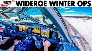 Wideroe Cockpit E190E2 amp Dash 8 Winter Ops into 14 Airports [upl. by Aikemat442]