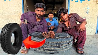 How to Change Ringtread on Tyre Casing by Recap The Most Amazing Process of Retreading Old Tyre [upl. by Gilroy]