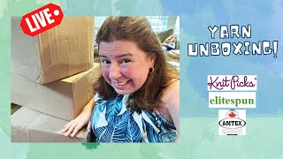 Massive Yarn Haul Live Bare Yarn Unboxing LIVE KnitPicks amp AmtexElitespun [upl. by Adas]