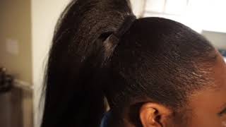 HOW TO INSTALL DRAWSTRING PONYTAIL ON NAPPY NATURAL HAIR [upl. by Anwahsad370]