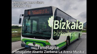 Bizkaibus  Timelapse Línea 3321 PortugaleteAbando ZierbenaLa ArenaMuskiz [upl. by Ker]