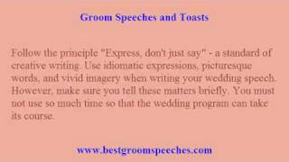 Groom Wedding Speeches  3 Tips to WorryFree Writing of Wedding Speeches [upl. by Kimberley]