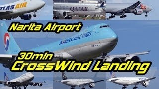 【Full HD】Extream30min Heavy Crosswind Landings Narita NRT [upl. by Mahseh]