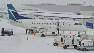 Heavy Snow Arrivals Departure amp DEicing  Plane spotting Calgary YYC snow airport canada yyc [upl. by Anayi484]