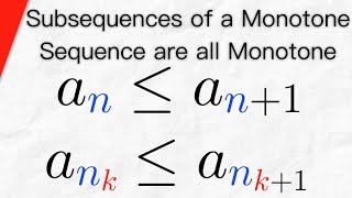 Proof Monotone Sequence has Monotone Subsequences  Real Analysis [upl. by Aivatco]