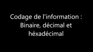 Conversion décimal binaire hexadécimal  1ère SSISTI2D version corrigée [upl. by Suertemed]