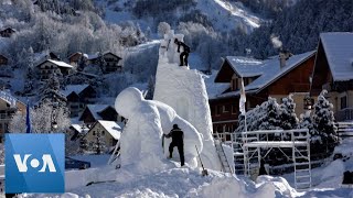 Snow Sculpture Competition Held in French Alps [upl. by Tfat]