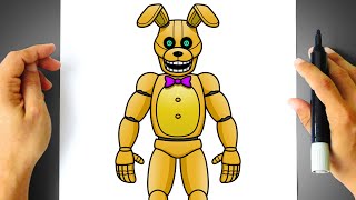 How to DRAW SPRING BONNIE  Five Nights at Freddys Into the Pit  FNAF Drawing [upl. by Hsoj580]