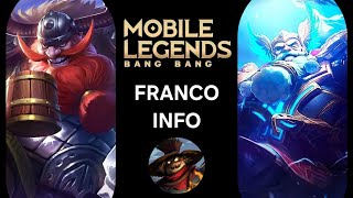 Franco Info  Story Skills Skins And Voicelines  Mobile Legends [upl. by Imas]