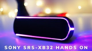 The 2019 Sony SRS XB32 Extra Bass Bluetooth Speaker First Look And Hands On [upl. by Siuqcram]