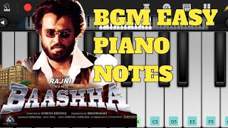 Baasha BGM  Easy piano notes  Superstar Rajinikanth tamilwhatsappstatus tamilpianonotes [upl. by Ynnelg705]