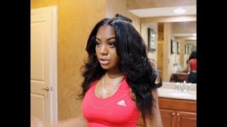 QUICK WEAVE START TO FINISH Natural hair leave out ft Maxglamhair [upl. by Weirick119]