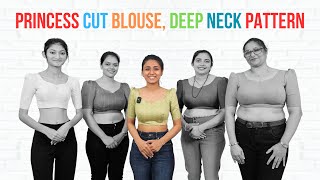 Princess Cut Deep Neck Blouse Cutting Tutorial  Detailed Guide By Priya MG [upl. by Eceeryt]