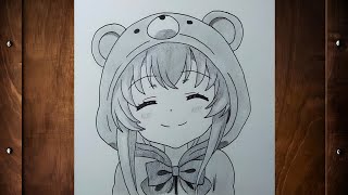 Easy drawing tutorial  How to draw cute anime girl step by step  Anime drawing girl cute easy [upl. by Moon]