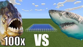 MCPE 100 Piranhas vs White Shark [upl. by Aromas]