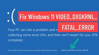 Fix Windows 11 VIDEO DXGKRNL FATAL ERROR Solved [upl. by Neron674]