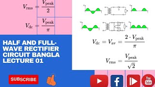 Half and fullwave Rectifier Bangla Lecture 01 Mathematical Calculation of Idc Irms eff and RF [upl. by Martinic473]