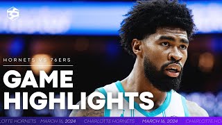 Game Highlights Hornets vs Sixers  3162024 [upl. by Richella]