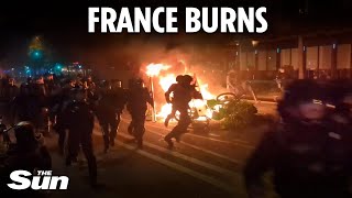 Riots erupt across France after hardleft crushes Le Pens hopes of power in shock election [upl. by Yvi203]