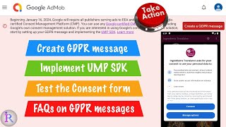 How to create GDPR message and implement UMP SDK in android app Google AdMob alert [upl. by Hafler573]