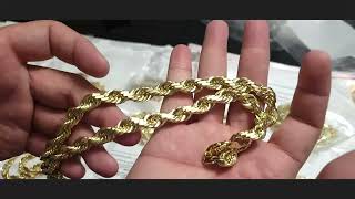 HAWAII ROPE CHAINS MASSIVE 14K 18MM 28quot DIAMOND CUT ROPE CHAIN OVER 34THS KILO [upl. by Enenaej]