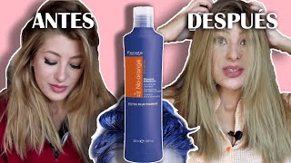 Champú AZUL en pelo NARANJA rubio y castaño  FANOLA NO ORANGE BLUE SHAMPOO  Matizar pelo rubio [upl. by Meggie326]