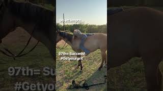 Little girl hopping on bareback horse finally nevergiveup keeptrying getyourgrit [upl. by Mort]