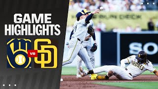 Brewers vs Padres Game Highlights 62024  MLB Highlights [upl. by Taryne275]