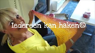 iedereenkanhaken omslagdoek haken crochet beginners tutorial shawl granny 1 handmade [upl. by Ellerret]