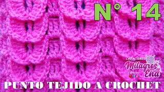 Punto N° 14 tejido a crochet Punto Mariposa paso a paso para gorros bufandas boinas mantas [upl. by Wattenberg]