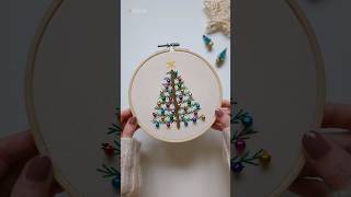 Christmas tree embroidery 🎄 embroidery embroiderydesign handembroidery [upl. by Rodi610]