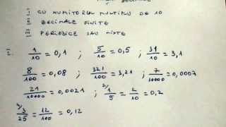 Transformarea fractiilor ordinare in fractii zecimale [upl. by Gnivre]