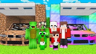 Mikey Family vs JJ Family DIRT vs RAINBOW Cars in Minecraft  JJ Mikey Maizen [upl. by Boothe]