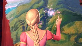 Barbie as Rapunzel  The magical paintbrush creates a portal towards the village [upl. by Eart]