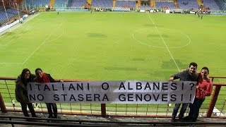 ItaliaAlbania Albanesi cantano inno Italiano a Genova [upl. by Ketti446]