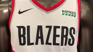 Portland Trail Blazers unveil Biofreeze sponsorship patch on jerseys for 201819 NBA season [upl. by Crudden520]