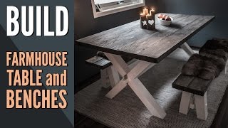 Making a Farmhouse Table and Two Benches [upl. by Schaefer23]