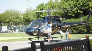 Pouso e Decolagem No Heliporto da Lagoa  AS350  HD [upl. by Aerdnna602]