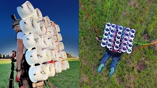 Flying with 50 drone motors homemade flying machine [upl. by Tnarud]