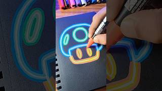 Mario mushroom with Neon Lights art artistomg trendingart viralart poscaart posca sketchart [upl. by Pollak]