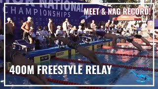 Meet and NAG Record for Lakeside Aquatic Club in Mens 400 Free Relay  2023 Speedo Junior Nationals [upl. by Brianne]