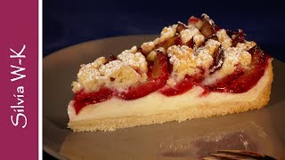 Zwetschgenkuchen mit Pudding  Pflaumenkuchen  mit Pudding und Streusel [upl. by Averill]