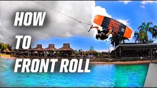 HOW TO FRONT ROLL  WAKEBOARDING  CABLE PARK [upl. by Anrehs]