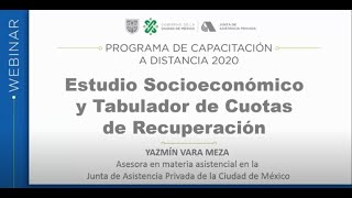 Webinar Estudio socioeconómico y tabulador de cuotas de recuperación [upl. by Simmie149]