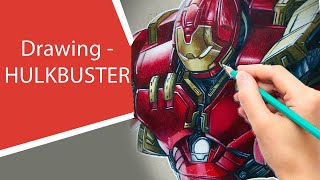 Drawing Hulkbuster  Marvel SPEED DRAWING [upl. by Burny]